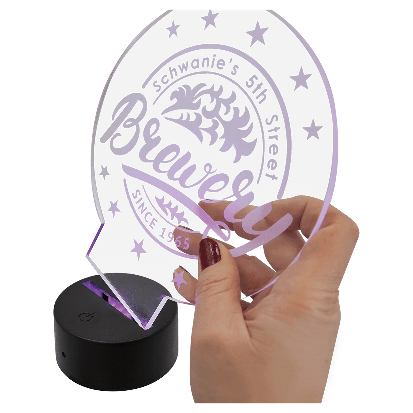 Premio acrílico personalizado de 1/4" con base iluminada