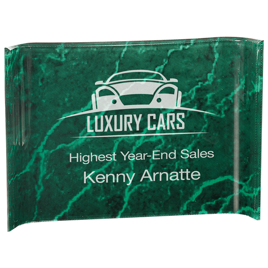 Custom 10"x7" Marbelized Acrylic Cresent Award