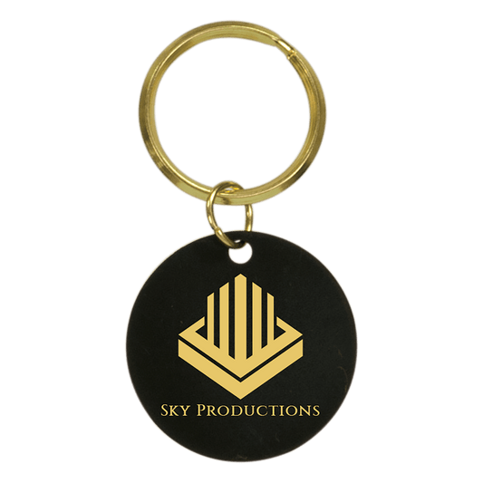 Customized Black Brass Circle Keychain 1 1/2"
