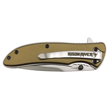 Agregue su texto a este cuchillo de uso diario Bison River de 4 1/4" (EDC)