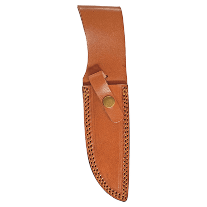 Customized Bison River 9 1/2" wood Knife with Damscus Blade and Leather Sheath