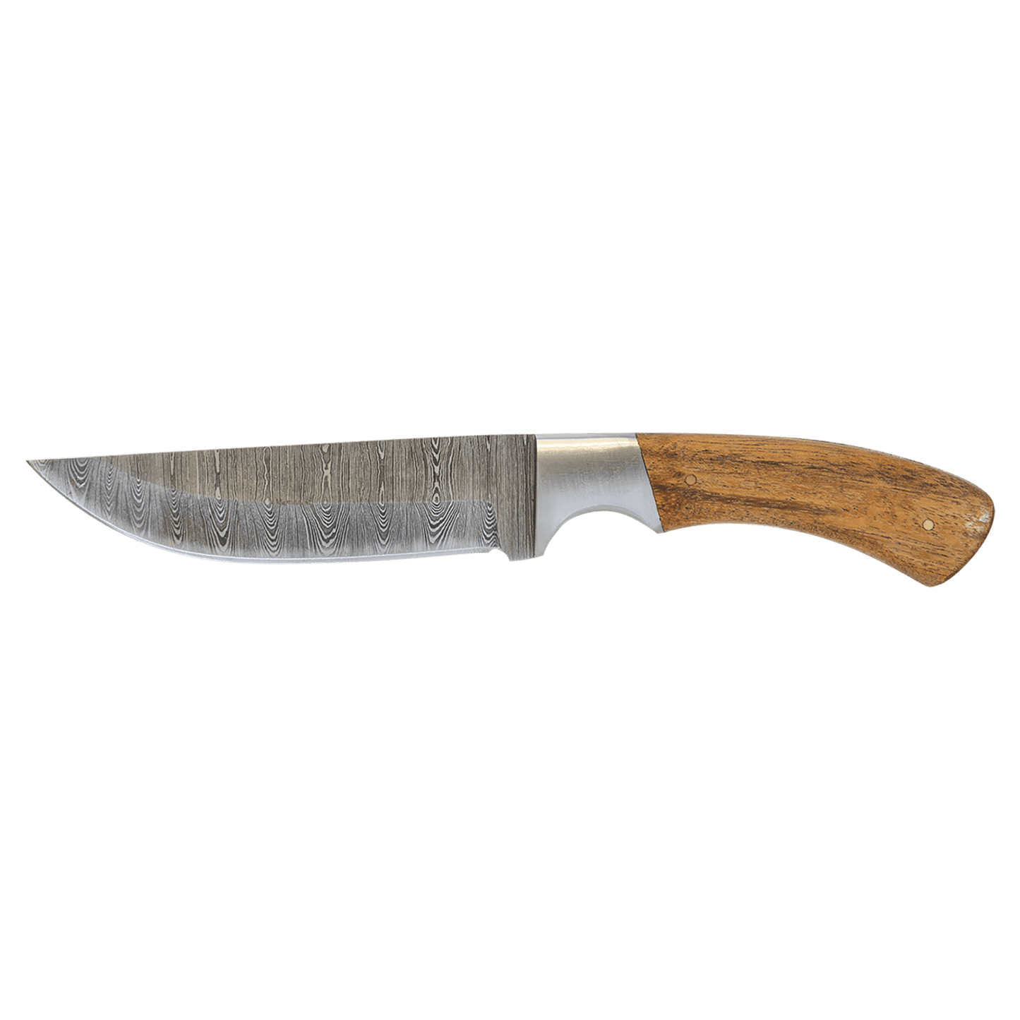 Customized Bison River 9 1/2" wood Knife with Damscus Blade and Leather Sheath