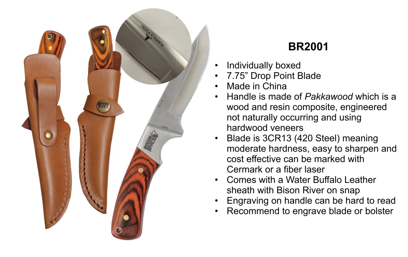 Custoimized for You Bison River 7 3/4" Stainless Steel fixed Blade Knife with Sheath