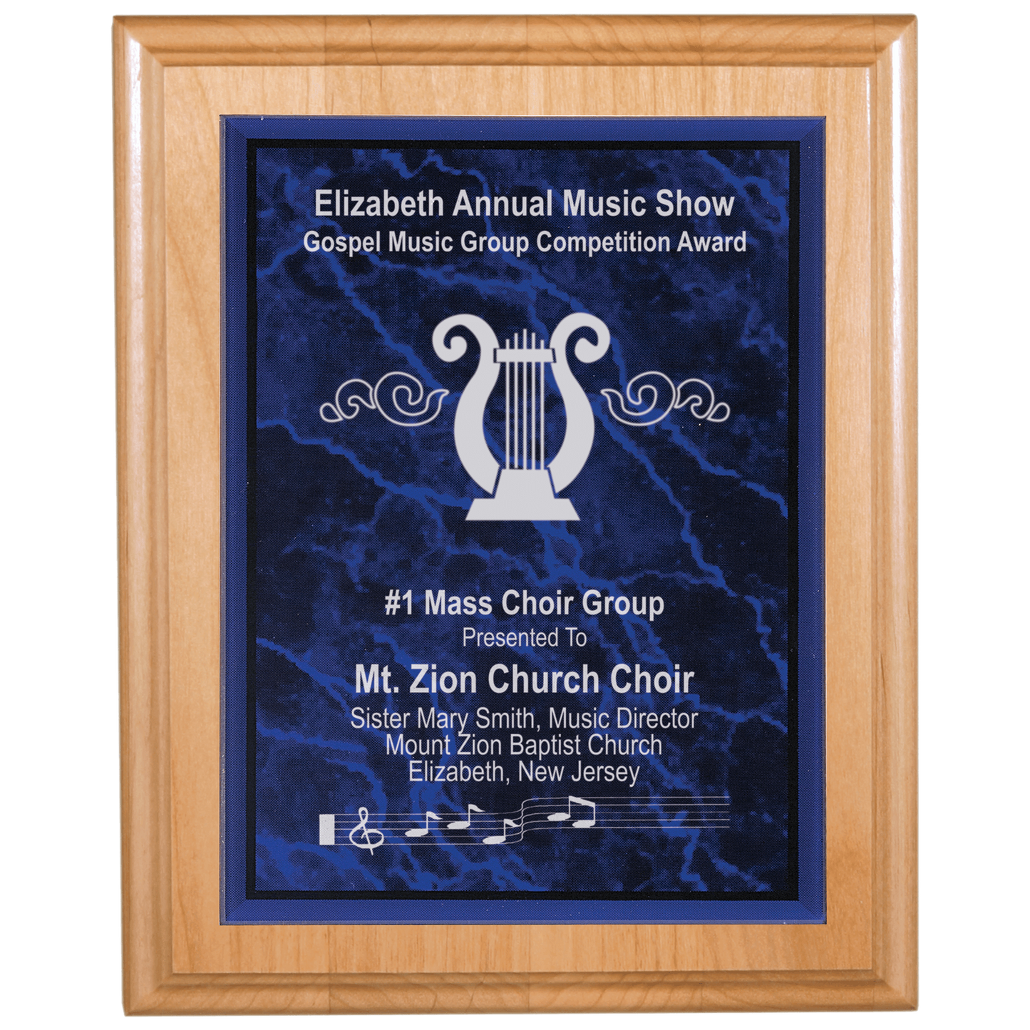 Placa acrílica de mármol personalizada de 7" x 10"