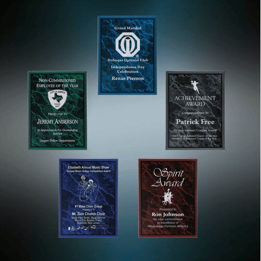 Placa acrílica de mármol personalizada de 7" x 10"