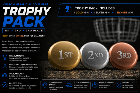 Trophy Pack- Gold, Silver & Bronze Metal Disc Golf Minis