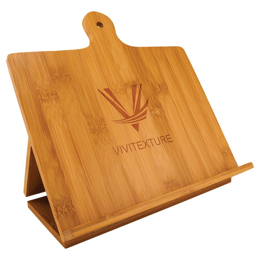 Caballete de chef personalizado de madera de bambú auténtica de 10 1/4 x 10 1/2"