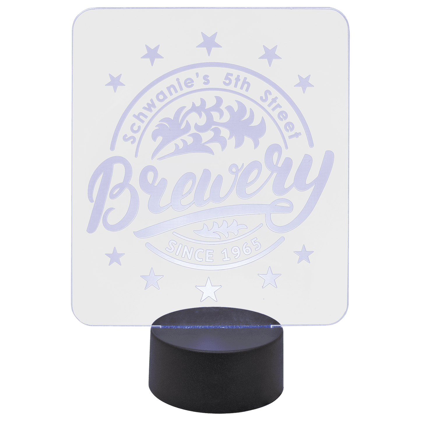 Premio acrílico personalizado de 1/4" con base iluminada