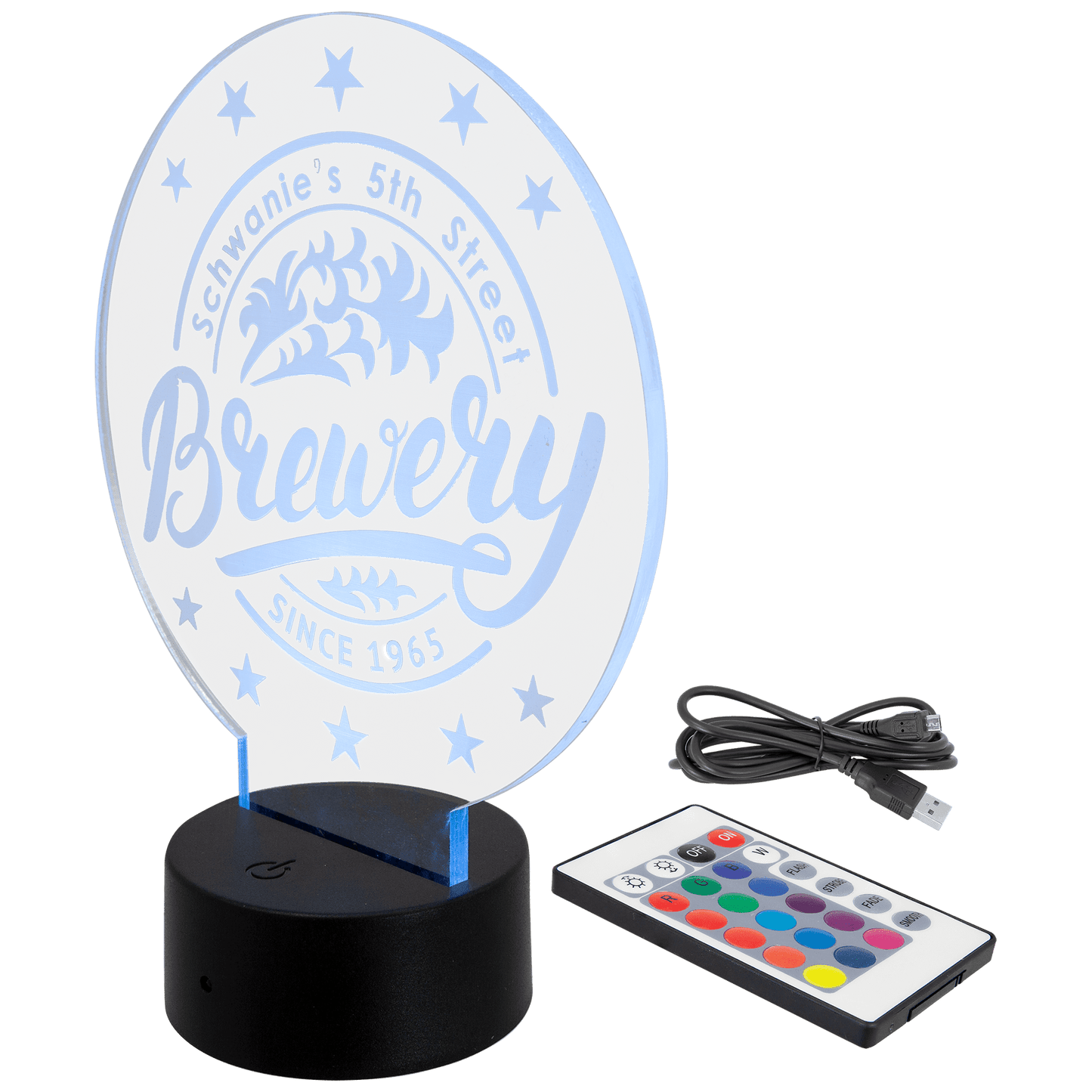 Premio acrílico personalizado de 1/4" con base iluminada