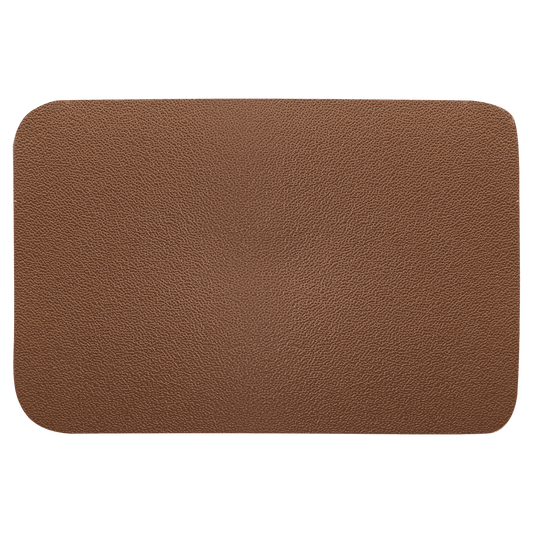 Custom 3" x 2" Rectangle Brown Genuine Leather Patch with Adhesive