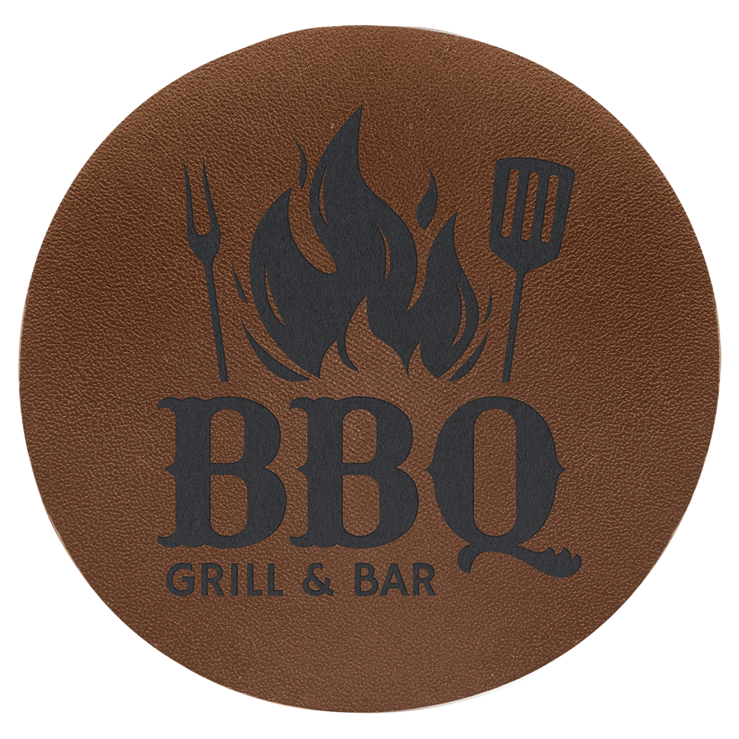 Custom 2" Round  Genuine Leather Patch with Adhesive