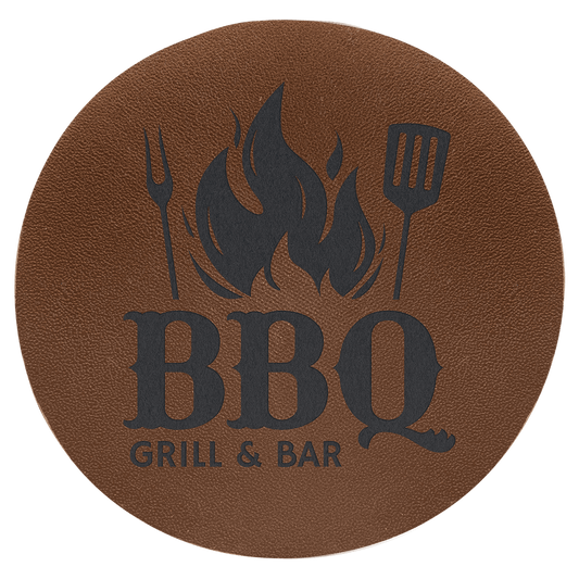 Custom 2" Round  Genuine Leather Patch with Adhesive