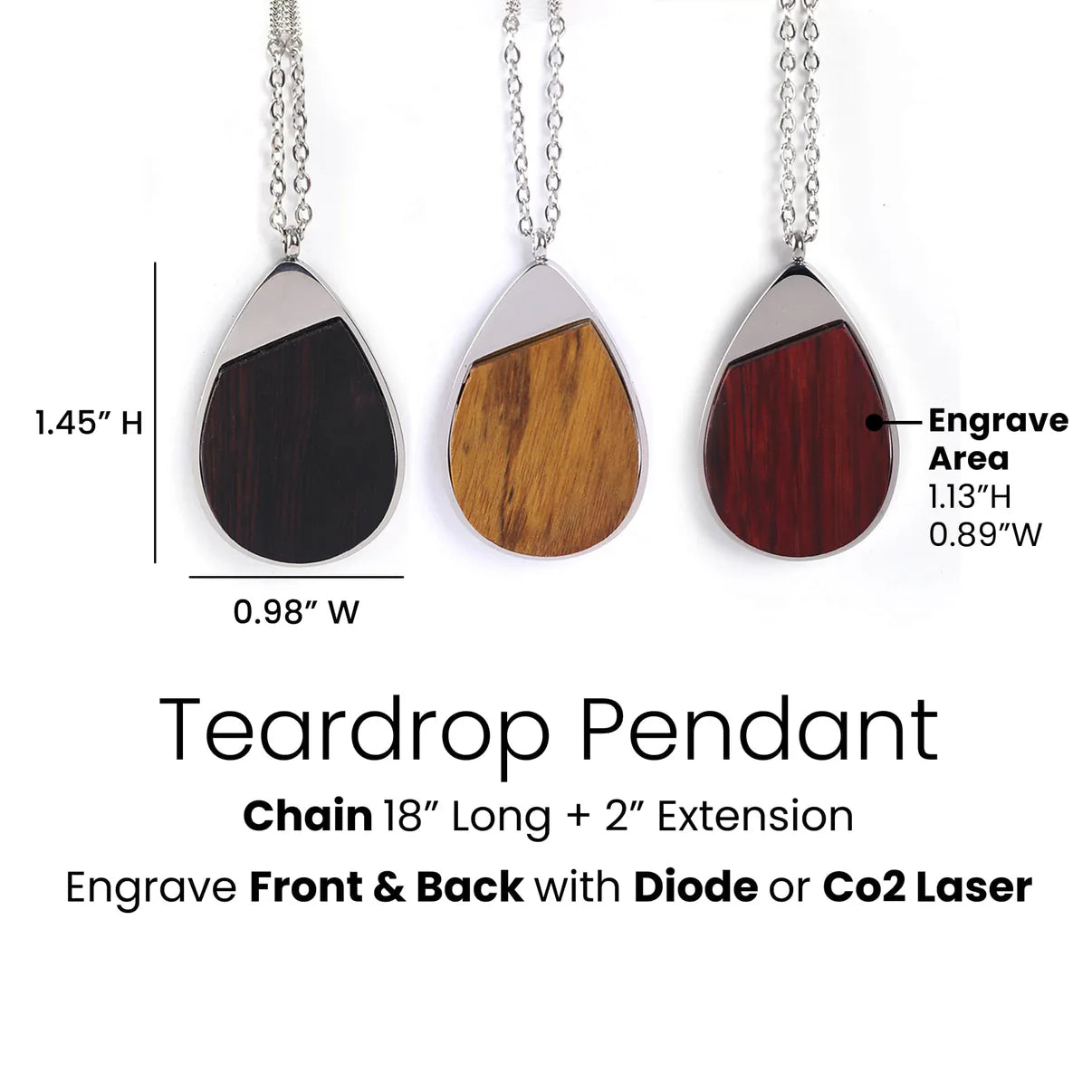 Customizable Wood Pendant Necklace