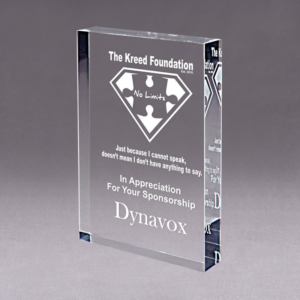 Custom Engraved Clear Acrylic Awards Available in 2 Sizes