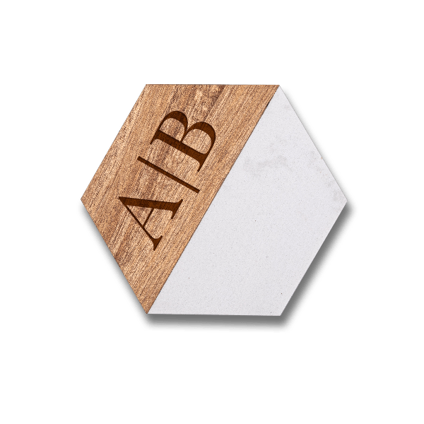 Custom Engraved Marble and Acacia Wood Coasters (4Pack)