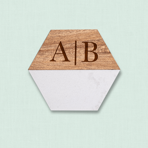 Custom Engraved Marble and Acacia Wood Coasters (4Pack)