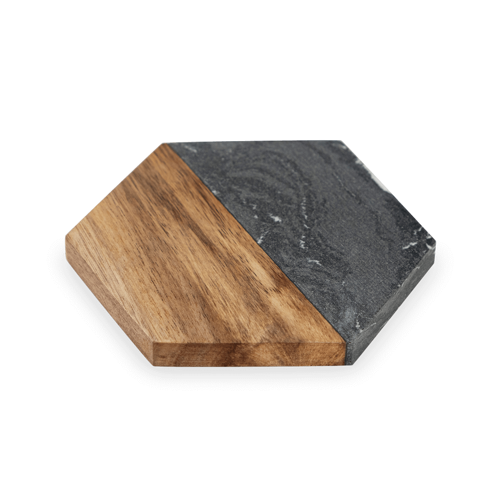 Custom Engraved Marble and Acacia Wood Coasters (4Pack)