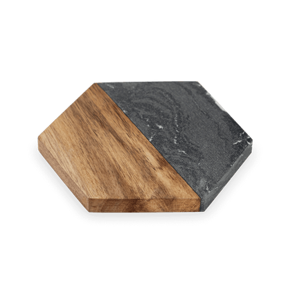 Custom Engraved Marble and Acacia Wood Coasters (4Pack)