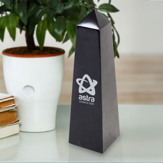 Custom Engraved Black Marble Pinnacle Award 8''